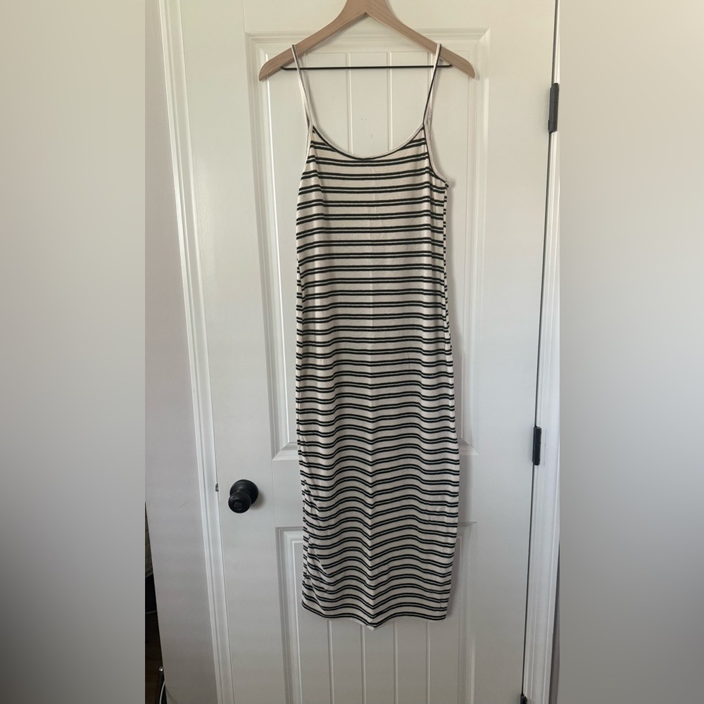 Zara Black and White Striped Maxi Dress